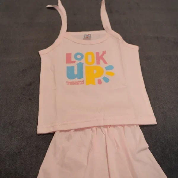 Cotton Sleeveless Top & Skirt Set – “Look Up” Print