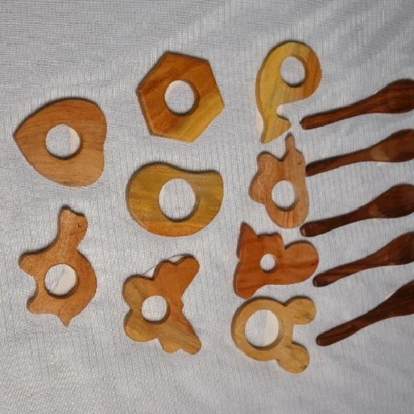 Neem Wood Baby Teether & Grip Toy Set – Natural Handcrafted Teething Toys for Infants